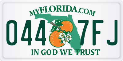 FL license plate 0447FJ