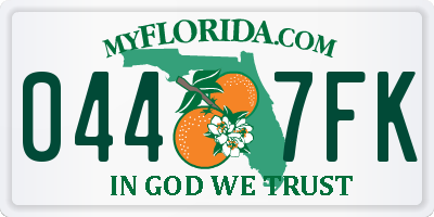 FL license plate 0447FK