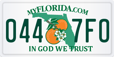 FL license plate 0447FO