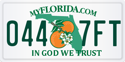 FL license plate 0447FT