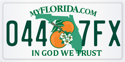 FL license plate 0447FX
