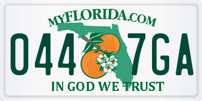 FL license plate 0447GA