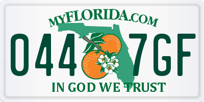 FL license plate 0447GF