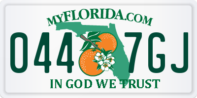 FL license plate 0447GJ