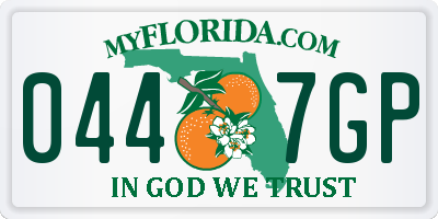 FL license plate 0447GP