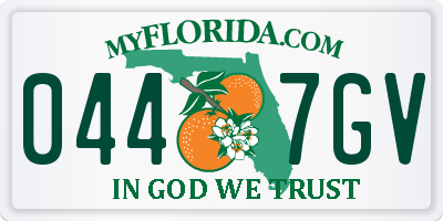 FL license plate 0447GV