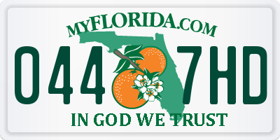 FL license plate 0447HD