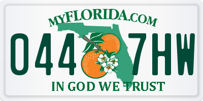 FL license plate 0447HW