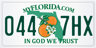 FL license plate 0447HX