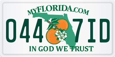 FL license plate 0447ID