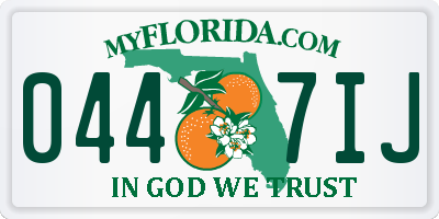 FL license plate 0447IJ