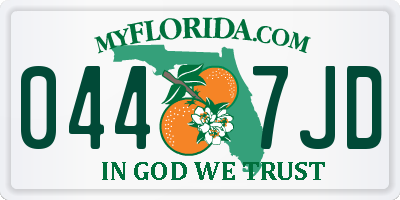 FL license plate 0447JD