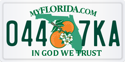 FL license plate 0447KA