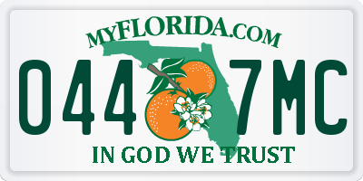 FL license plate 0447MC