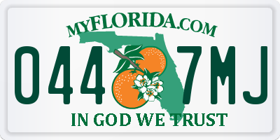 FL license plate 0447MJ