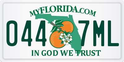 FL license plate 0447ML