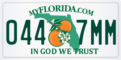 FL license plate 0447MM