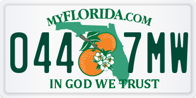 FL license plate 0447MW