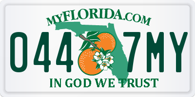 FL license plate 0447MY