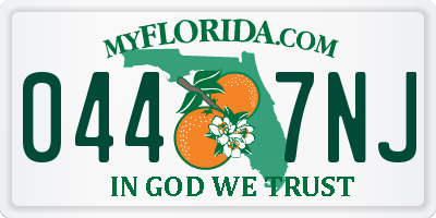 FL license plate 0447NJ