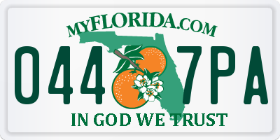 FL license plate 0447PA