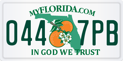 FL license plate 0447PB