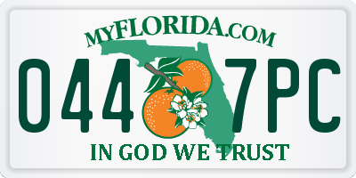 FL license plate 0447PC