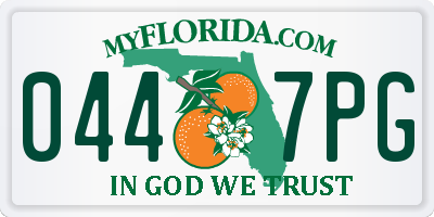 FL license plate 0447PG