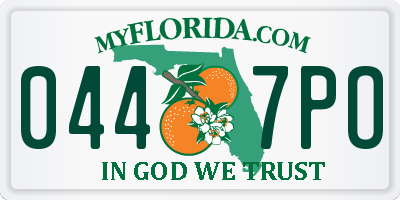 FL license plate 0447PO