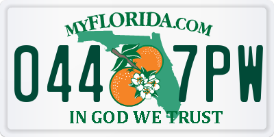 FL license plate 0447PW