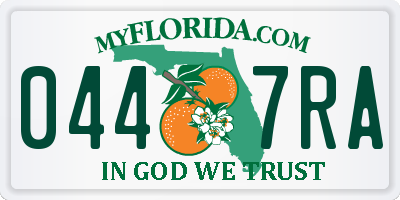 FL license plate 0447RA