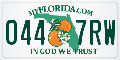 FL license plate 0447RW