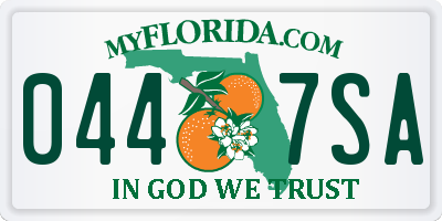 FL license plate 0447SA