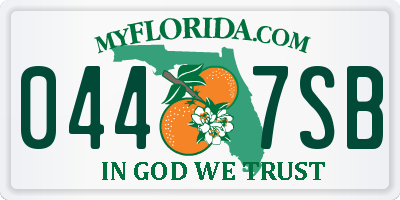 FL license plate 0447SB