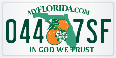FL license plate 0447SF