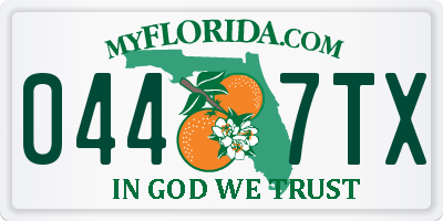 FL license plate 0447TX