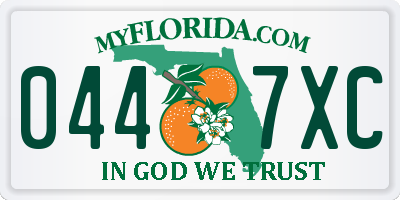 FL license plate 0447XC