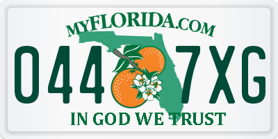 FL license plate 0447XG