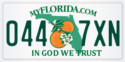 FL license plate 0447XN