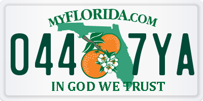 FL license plate 0447YA