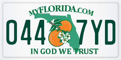 FL license plate 0447YD