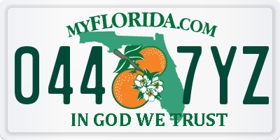FL license plate 0447YZ
