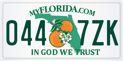 FL license plate 0447ZK