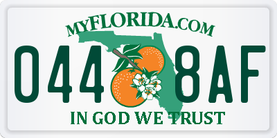FL license plate 0448AF