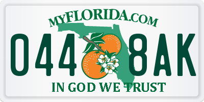 FL license plate 0448AK