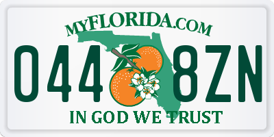 FL license plate 0448ZN