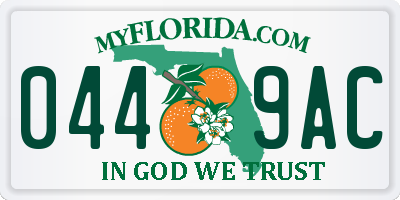 FL license plate 0449AC