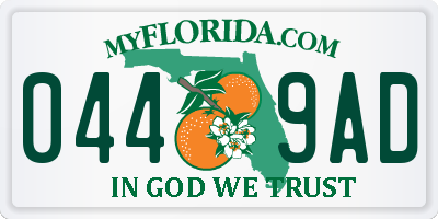 FL license plate 0449AD