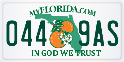 FL license plate 0449AS
