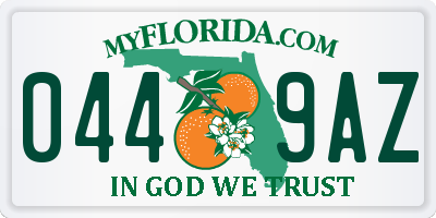 FL license plate 0449AZ